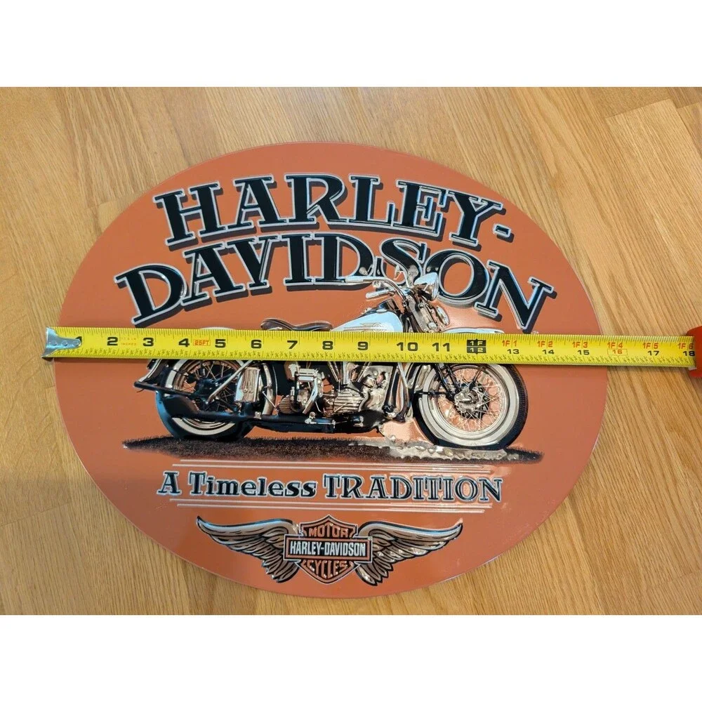 Harley-Davidson Embossed Timeless Oval Vintage Motorcycle Tin Sign Orange 16x13